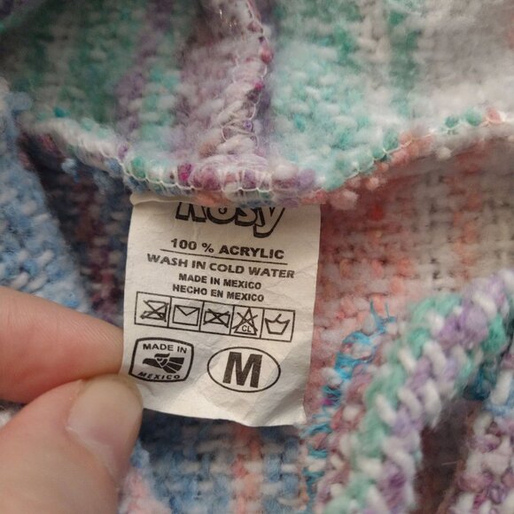 Rosy Pastel Colored Beach Blanket Hoodie M Relaxed Fit Comfy Surfer Pullover - Picture 2 of 7